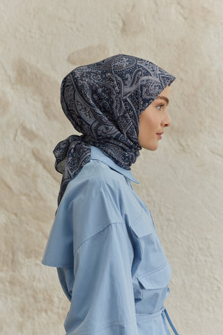 Cotton Square Scarf Magic Navy Blue