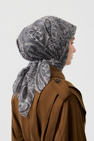 Cotton Square Scarf Magic Silver