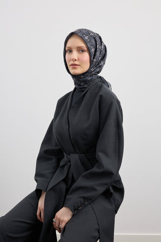 Cotton Square Scarf Medallion Smoke Grey