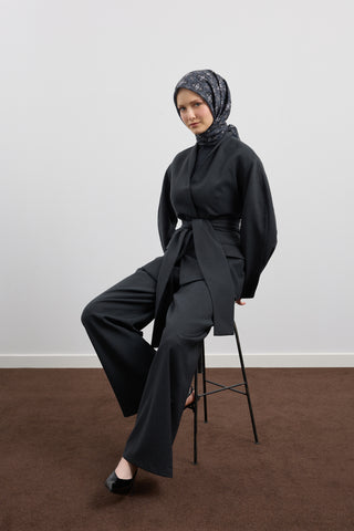 Cotton Square Scarf Medallion Smoke Grey