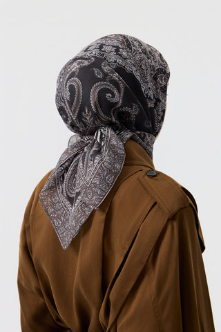 Cotton Square Scarf Tale Smoke Grey
