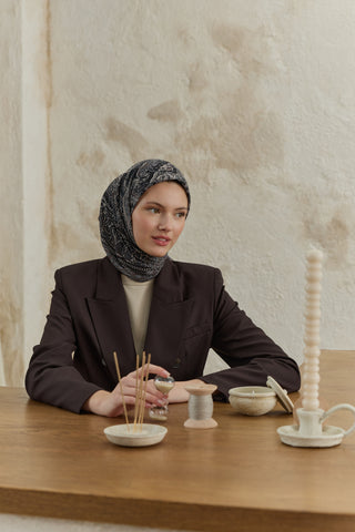 Cotton Square Scarf Tale Smoke Grey