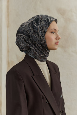 Cotton Square Scarf Tale Smoke Grey