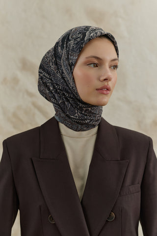 Cotton Square Scarf Tale Smoke Grey