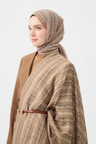 Cotton Twill Scarf Chain Camel