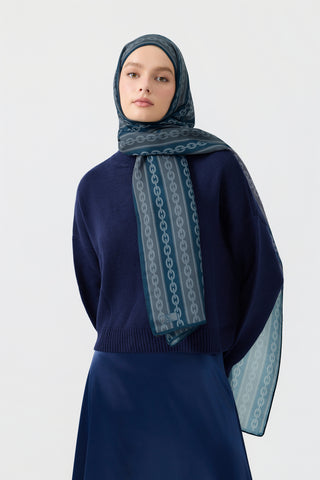 Cotton Twill Scarf Chain Indigo