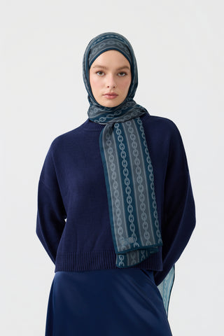Cotton Twill Scarf Chain Indigo