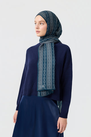 Cotton Twill Scarf Chain Indigo