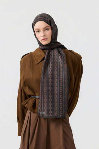 Cotton Twill Scarf Chain Brown