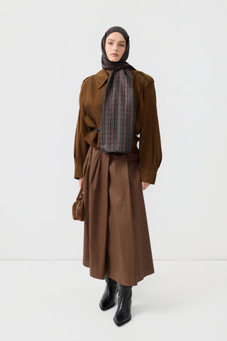 Cotton Twill Scarf Chain Brown