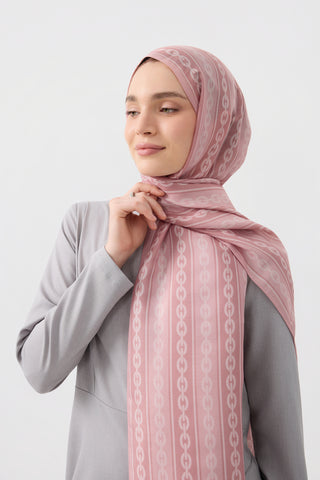 Cotton Twill Scarf Chain Pink