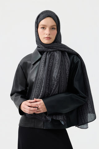 Cotton Twill Scarf Chain Black