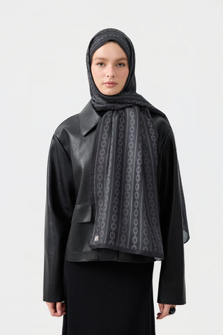 Cotton Twill Scarf Chain Black