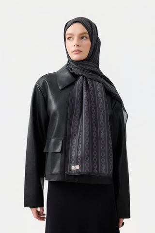 Cotton Twill Scarf Chain Black