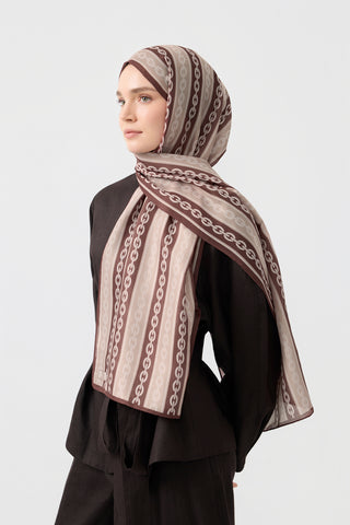Cotton Twill Scarf Chain Latte Brown