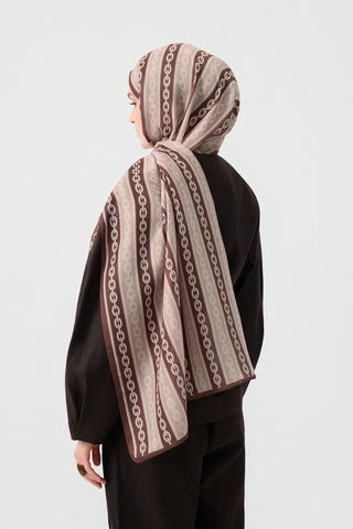 Cotton Twill Scarf Chain Latte Brown