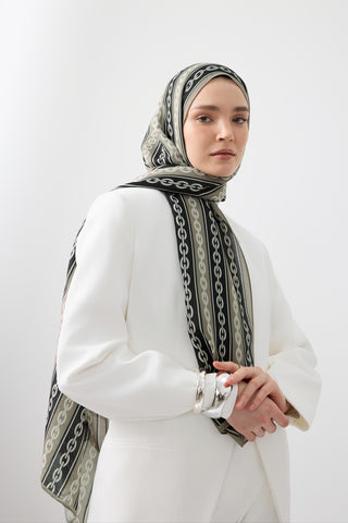 Cotton Twill Scarf Chain Stone