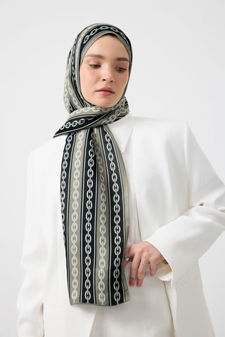 Cotton Twill Scarf Chain Stone