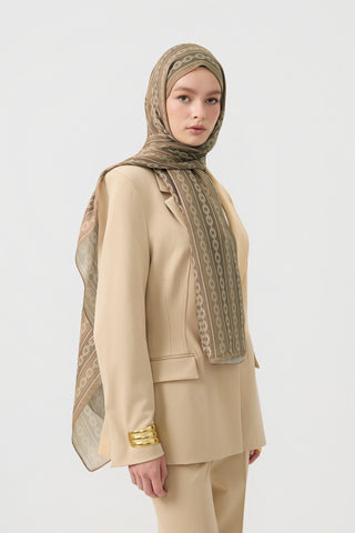 Cotton Twill Scarf Chain Olive