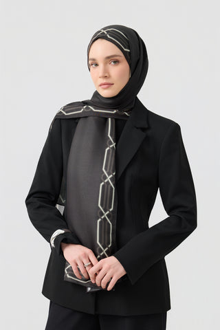 Cotton Twill Scarf Interlock Charcoal Grey