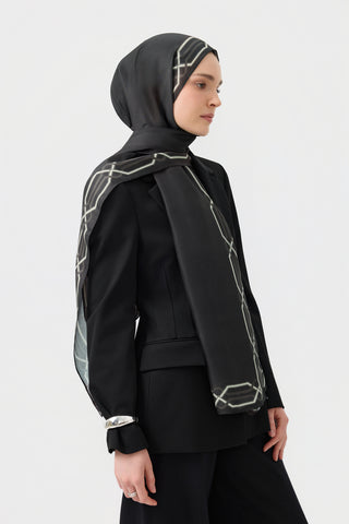 Cotton Twill Scarf Interlock Charcoal Grey