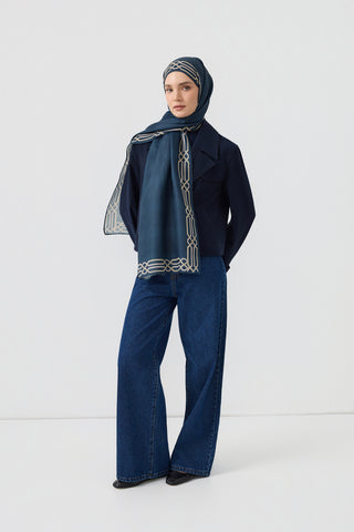 Cotton Twill Scarf Interlock Indigo