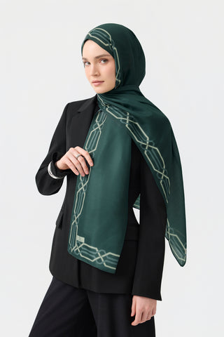Cotton Twill Scarf Interlock Dark Green