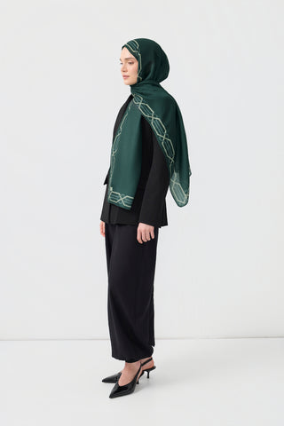 Cotton Twill Scarf Interlock Dark Green