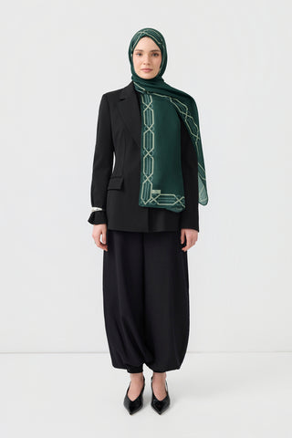 Cotton Twill Scarf Interlock Dark Green