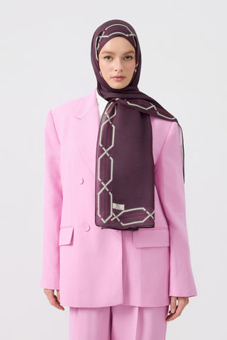 Cotton Twill Scarf Interlock Plum