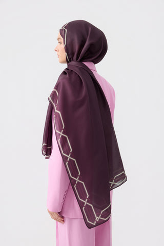 Cotton Twill Scarf Interlock Plum