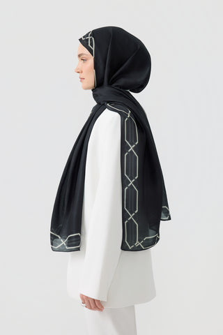 Cotton Twill Scarf Interlock Black