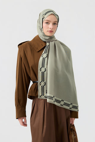 Cotton Twill Scarf Interlock Stone