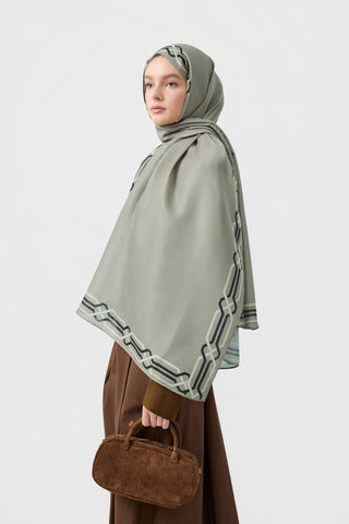 Cotton Twill Scarf Interlock Stone
