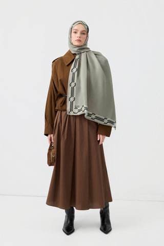 Cotton Twill Scarf Interlock Stone