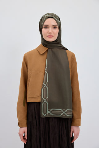 Cotton Twill Scarf Interlock Olive