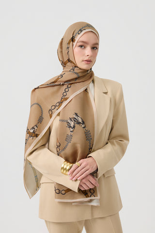 Cotton Twill Scarf Linkage Camel