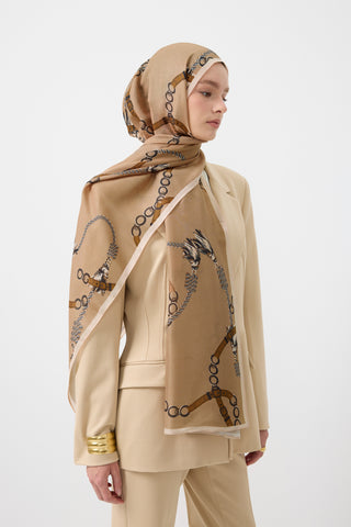 Cotton Twill Scarf Linkage Camel