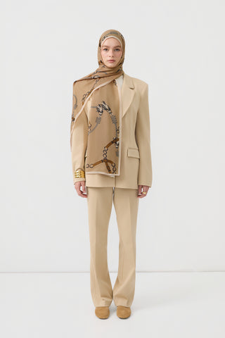 Cotton Twill Scarf Linkage Camel