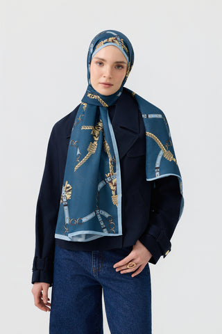Cotton Twill Scarf Linkage Indigo