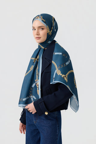 Cotton Twill Scarf Linkage Indigo