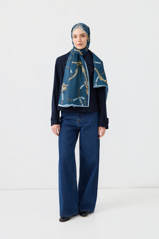 Cotton Twill Scarf Linkage Indigo