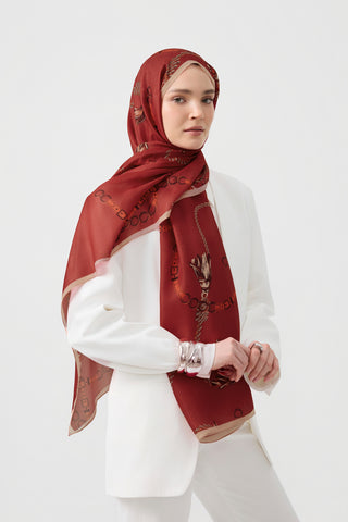 Cotton Twill Scarf Linkage Red