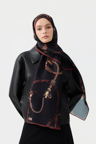 Cotton Twill Scarf Linkage Auburn Brown