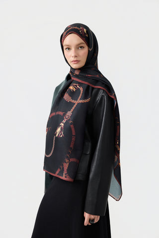 Cotton Twill Scarf Linkage Auburn Brown