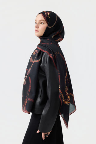 Cotton Twill Scarf Linkage Auburn Brown