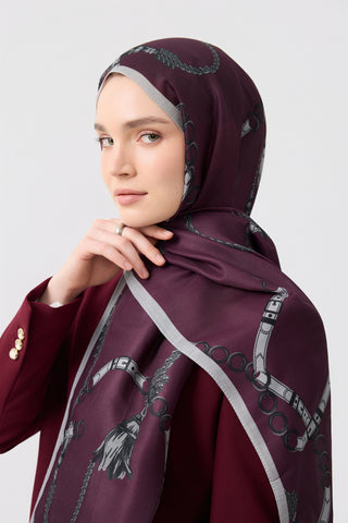 Cotton Twill Scarf Linkage Plum