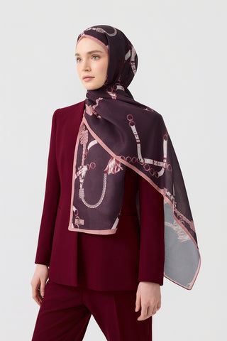 Cotton Twill Scarf Linkage Plum