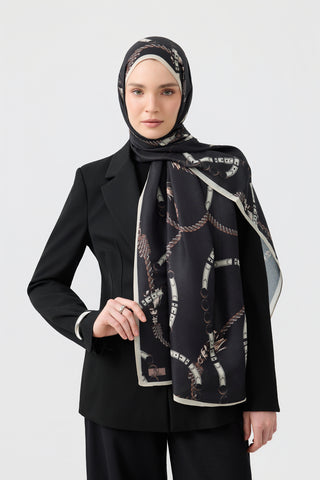 Cotton Twill Scarf Linkage Black