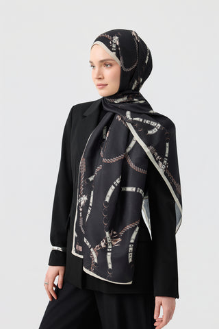 Cotton Twill Scarf Linkage Black